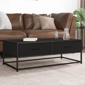   fekete szerelt fa és fém dohányzóasztal 100 x 50 x 35 cm