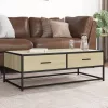  sonoma tölgy szerelt fa és fém dohányzóasztal 100 x 50 x 35 cm