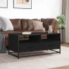  fekete szerelt fa és fém dohányzóasztal 100 x 50 x 45 cm