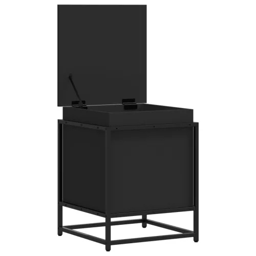  fekete szerelt fa tárolóláda fedéllel 40 x 40 x 51,5 cm