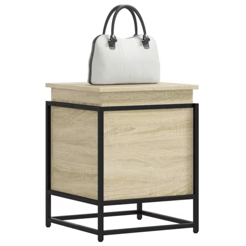  sonoma tölgy színű szerelt fa tárolóláda fedéllel 40x40x51,5 cm