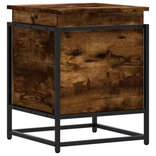  füstös tölgy színű szerelt fa tárolóláda fedéllel 40x40x51,5 cm