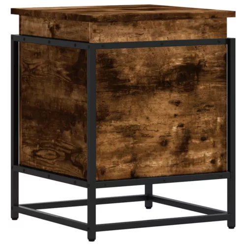  füstös tölgy színű szerelt fa tárolóláda fedéllel 40x40x51,5 cm