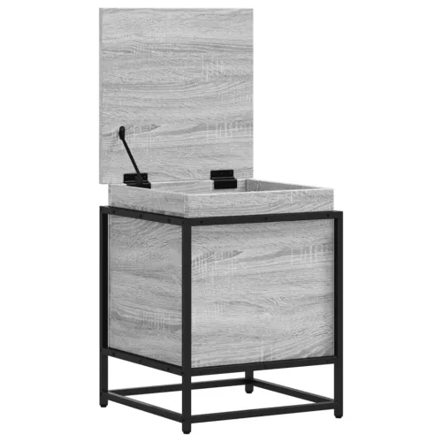  szürke sonoma szerelt fa tárolóláda fedéllel 40x40x51,5 cm