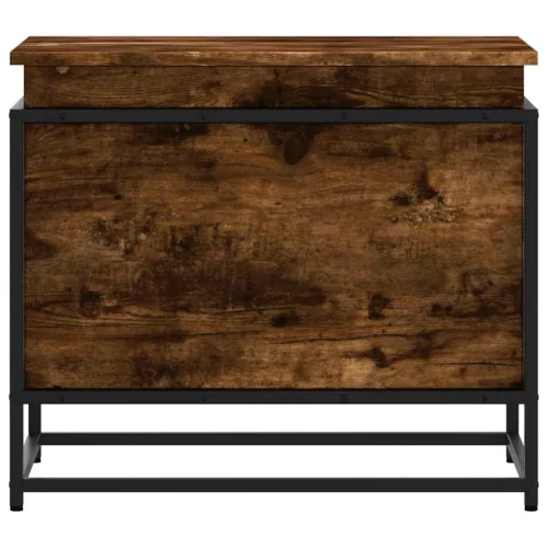  füstös tölgy színű szerelt fa tárolóláda fedéllel 60x40x51,5 cm