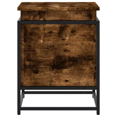  füstös tölgy színű szerelt fa tárolóláda fedéllel 60x40x51,5 cm