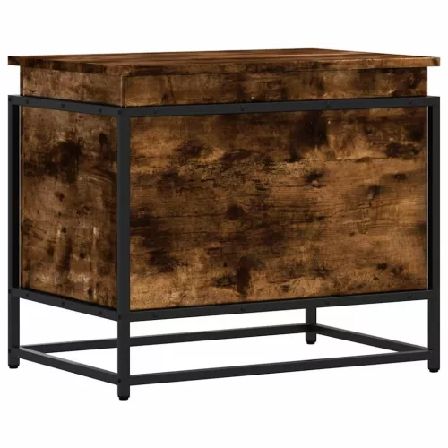  füstös tölgy színű szerelt fa tárolóláda fedéllel 60x40x51,5 cm