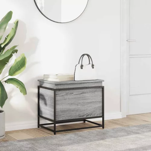  szürke sonoma szerelt fa tárolóláda fedéllel 60x40x51,5 cm