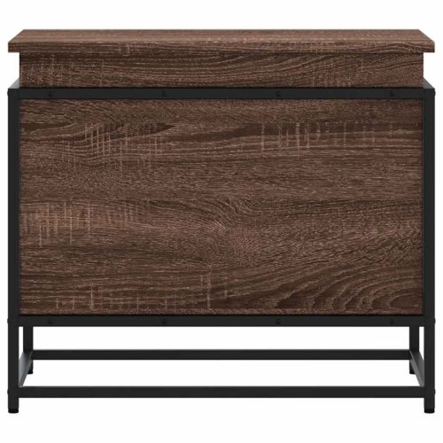  barna tölgy színű szerelt fa tárolóláda fedéllel 60x40x51,5 cm