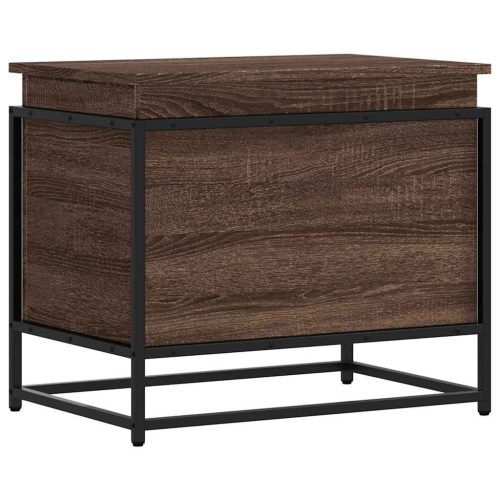  barna tölgy színű szerelt fa tárolóláda fedéllel 60x40x51,5 cm