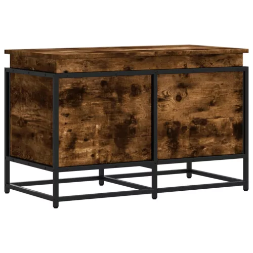  füstös tölgy színű szerelt fa tárolóláda fedéllel 80x40x51,5 cm