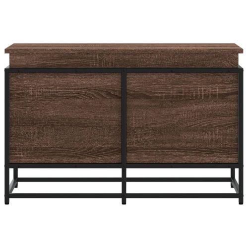  barna tölgy színű szerelt fa tárolóláda fedéllel 80x40x51,5 cm