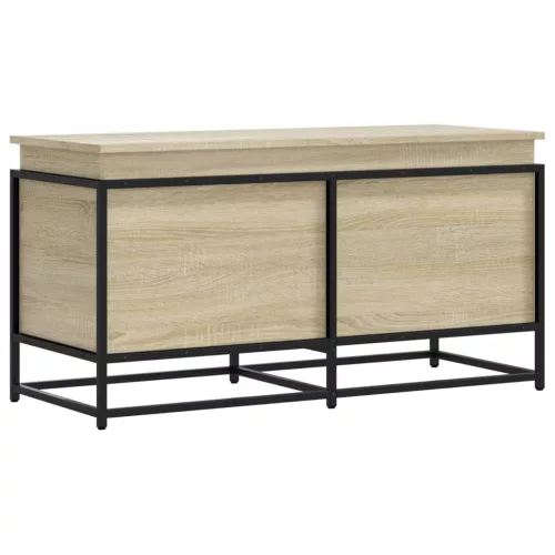  sonoma tölgy szerelt fa tárolóláda fedéllel 100x40x51,5 cm