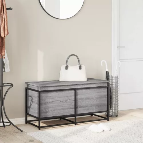  szürke sonoma szerelt fa tárolóláda fedéllel 100x40x51,5 cm