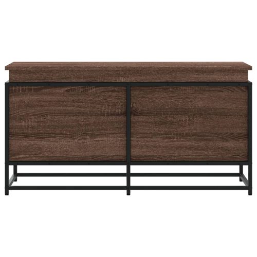  barna tölgy színű szerelt fa tárolóláda fedéllel 100x40x51,5 cm