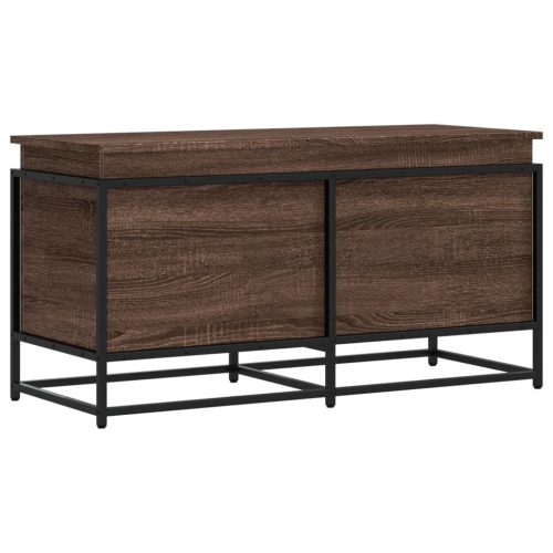  barna tölgy színű szerelt fa tárolóláda fedéllel 100x40x51,5 cm