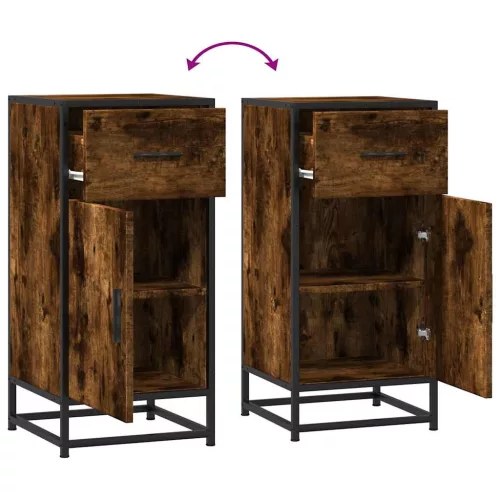  füstös tölgy színű szerelt fa tálalószekrény 35,5 x 35 x 76 cm