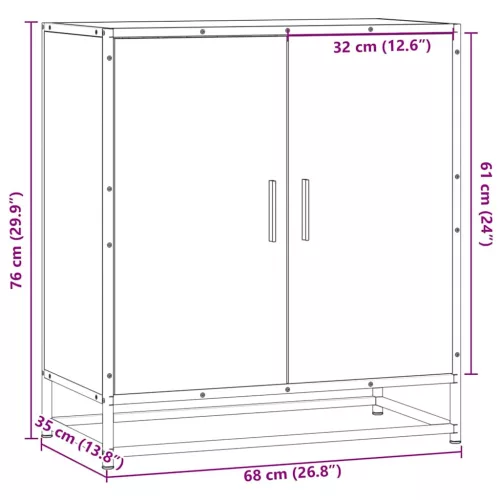  szürke sonoma színű szerelt fa tálalószekrény 68 x 35 x 76 cm