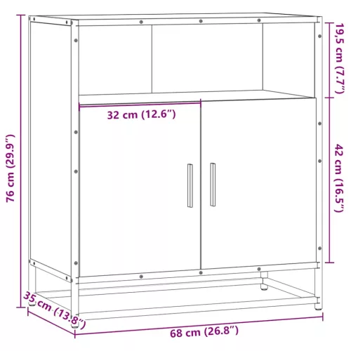  komód barna tölgyfa 68x35x76 cm Műfa