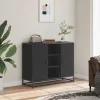 fekete szerelt fa tálalószekrény 92 x 35 x 76 cm