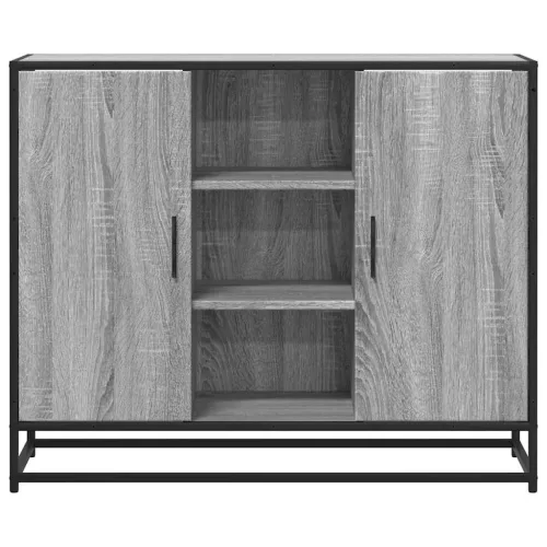  szürke sonoma színű szerelt fa tálalószekrény 92 x 35 x 76 cm