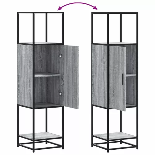  Highboard szürke sonoma 35,5x35x139 cm gépelt fa és fém