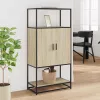  Highboard sonoma tölgy 68x35x139 cm gépelt fa és fém