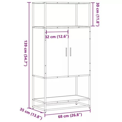  Highboard sonoma tölgy 68x35x139 cm gépelt fa és fém
