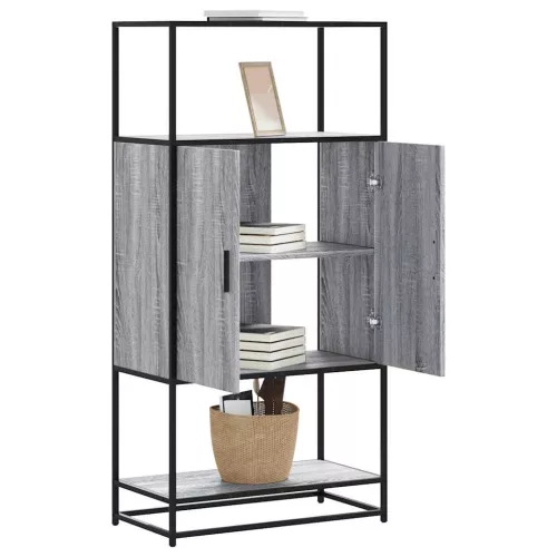  Highboard szürke sonoma 68x35x139 cm gépelt fa és fém