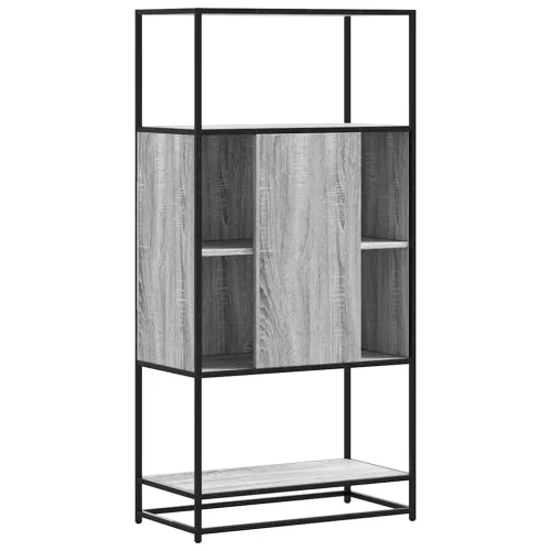  Highboard szürke sonoma 68x35x139 cm gépelt fa és fém