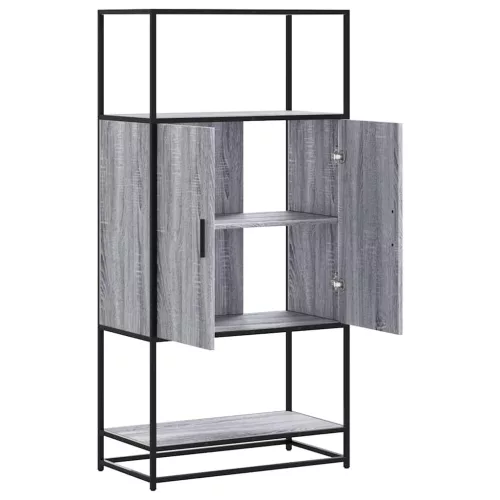  Highboard szürke sonoma 68x35x139 cm gépelt fa és fém