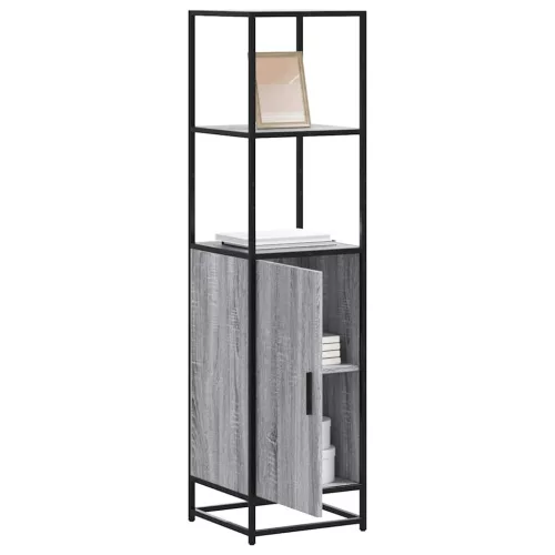  Highboard szürke sonoma 35,5x35x139 cm gépelt fa és fém