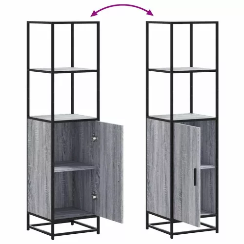  Highboard szürke sonoma 35,5x35x139 cm gépelt fa és fém