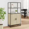  Highboard sonoma tölgy 68x35x139 cm gépelt fa és fém