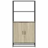  Highboard sonoma tölgy 68x35x139 cm gépelt fa és fém
