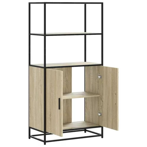  Highboard sonoma tölgy 68x35x139 cm gépelt fa és fém