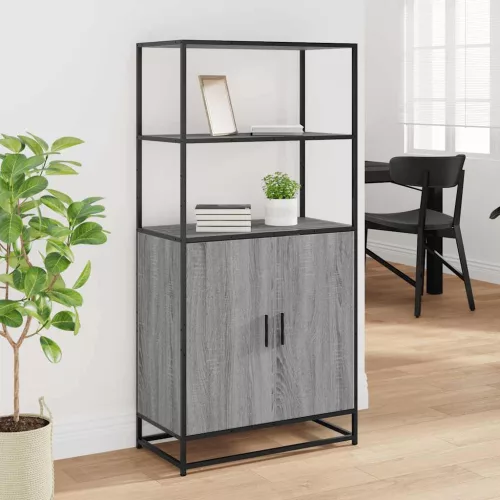  Highboard szürke sonoma 68x35x139 cm gépelt fa és fém