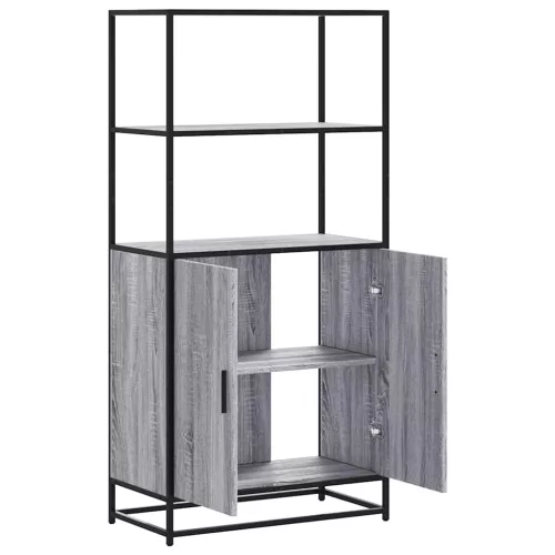  Highboard szürke sonoma 68x35x139 cm gépelt fa és fém