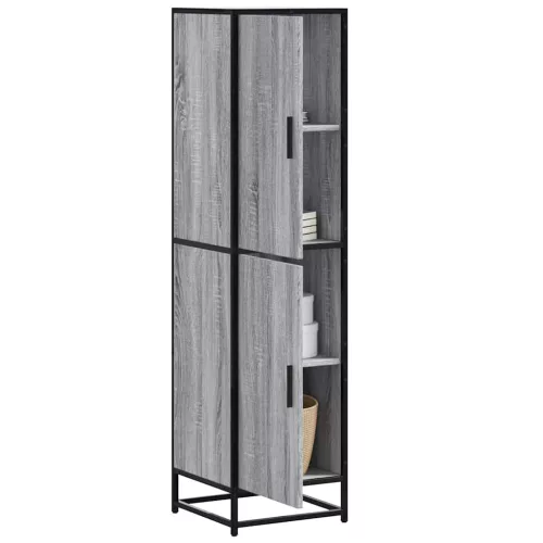  Highboard szürke sonoma 35,5x35x139 cm gépelt fa és fém