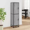  Highboard szürke sonoma 35,5x35x139 cm gépelt fa és fém