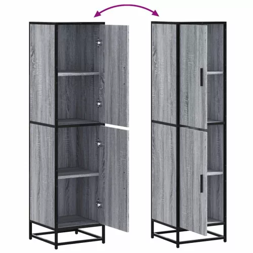  Highboard szürke sonoma 35,5x35x139 cm gépelt fa és fém