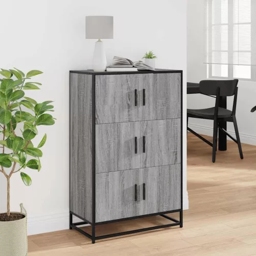  Highboard szürke sonoma 68x35x106,5 cm gépelt fa és fém