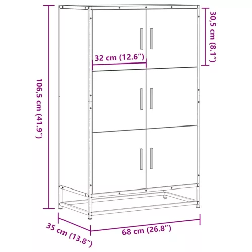  Magastábla barna tölgy 68x35x106,5 cm műanyag fa és fém