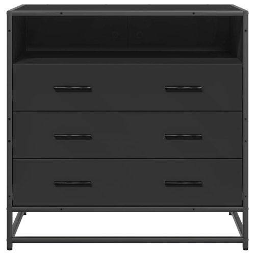  fekete szerelt fa fiókos szekrény 70x41x70 cm