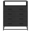  fekete szerelt fa fiókos szekrény 70x41x83,5 cm