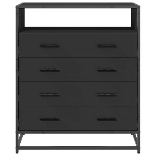  fekete szerelt fa fiókos szekrény 70x41x83,5 cm