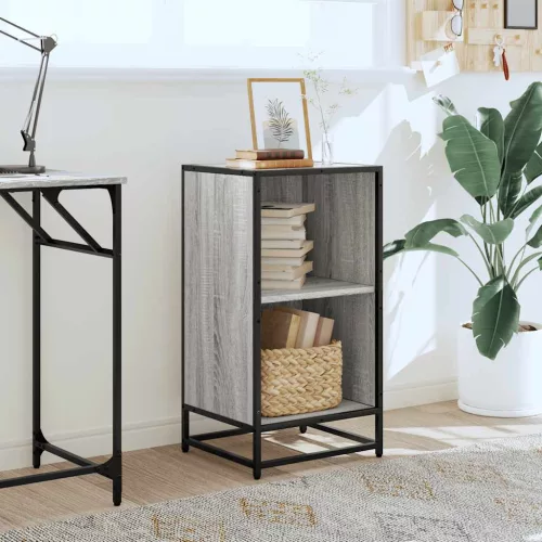  szürke sonoma színű szerelt fa könyvszekrény 40x35x76 cm