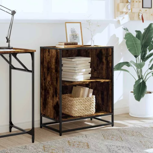  füstös tölgy színű szerelt fa könyvszekrény 60x35x76 cm