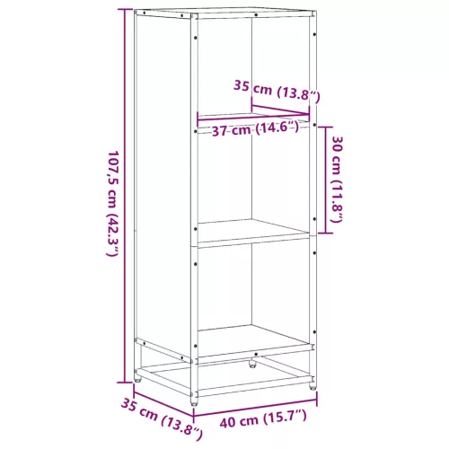  fekete forgácslap könyvszekrény 40x35x107,5 cm