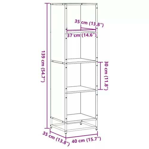  fekete szerelt fa könyvszekrény 40x35x139 cm